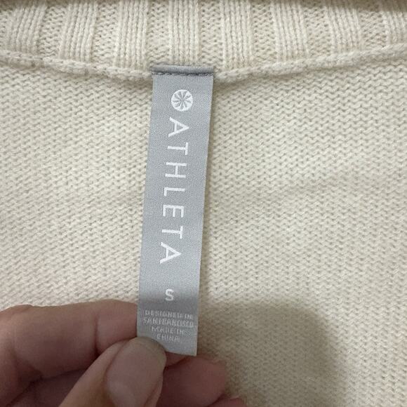 Athleta | Sweater Wool Cashmere Pullover Cream V Neck Tunic Long Sleeve- Small - Picture 7 of 9